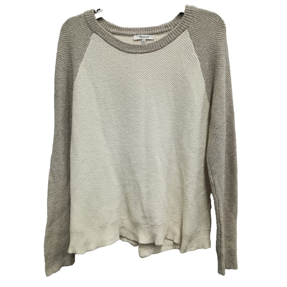 Madewell Womens Sweater Medium Two Tone Slit Back Preppy Minimalist